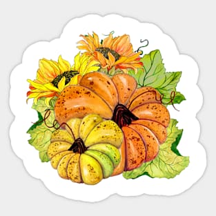 Pumpkins and Sunflowers Sticker